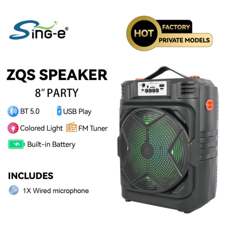 اسپیکر بلوتوثی شارژی ZQS 8178 با میکروفون، ریموت و رقص نور LED