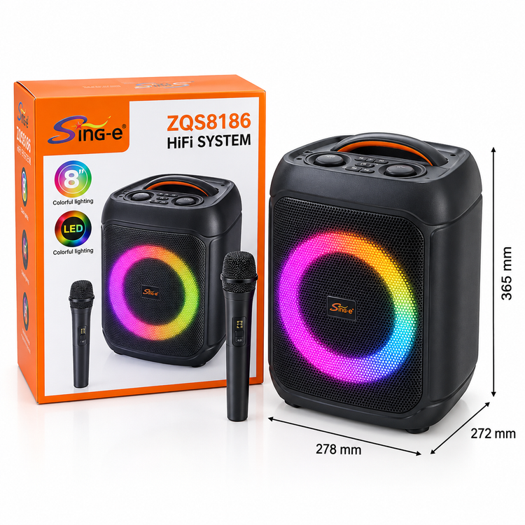 اسپیکر بلوتوثی قابل حمل Sing-e مدل ZQS8186 با میکروفون بیسیم